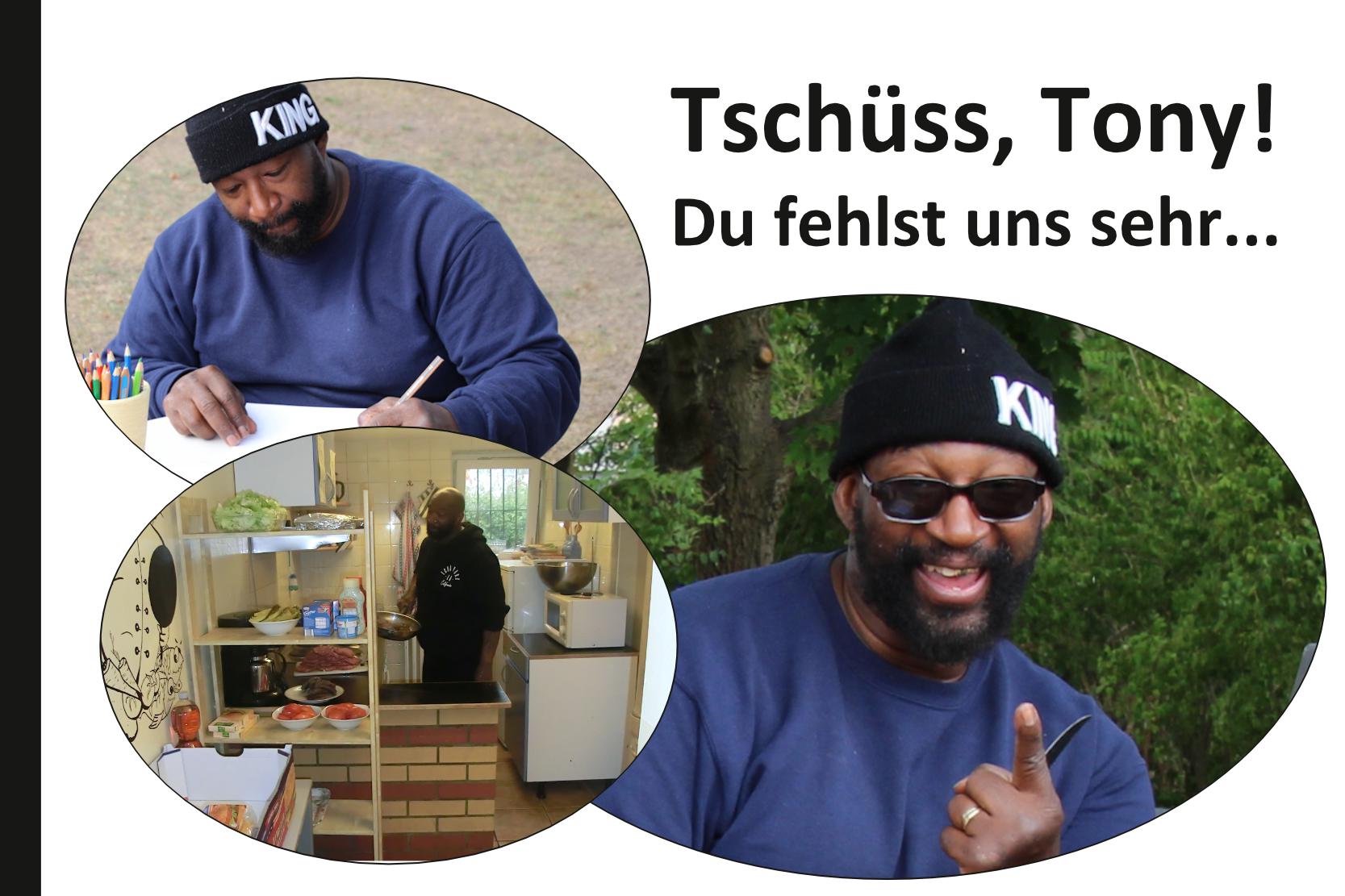 Fotocollage mit Bildern von unserem Koch Tony mit schwarzem Trauerrand